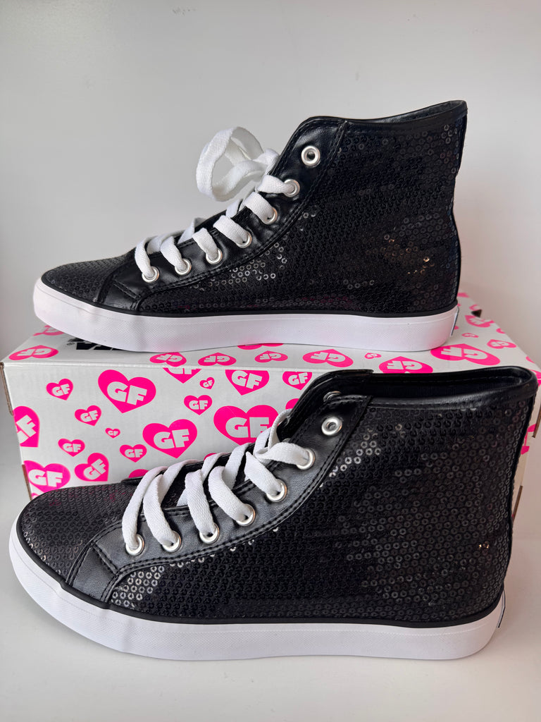 Gotta Flurt Women's Disco II Hi Black Sequin Hip Hop Dance Sneaker