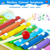 BLiSS HUES 7 in 1 Multiactivity Wooden Montessori Toys Toddlers- Includes Games Whack a Mole- Fishing- Xylophone- Sliding Maze & More- Fine Motor Skills & Sensory Toys for Kids