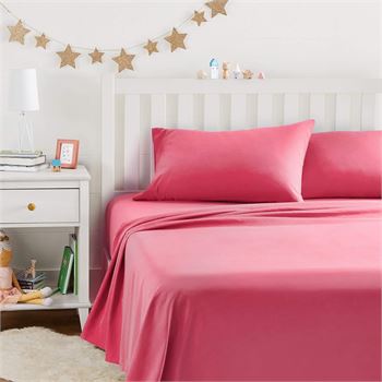 Amazon Basics Kid's Sheet Set - Soft, Easy-Wash Lightweight Microfiber - Full, Hot Pink LCDS
