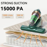 Dibea Handheld Bed Vacuum Cleaner, Mattress Vacuum Cleaner with 15KPa Suction, Washable HEPA Filter for Deep Clean Fur, Hair, Dust on Sofa, Couch, Carpet and Other Fabric, Green