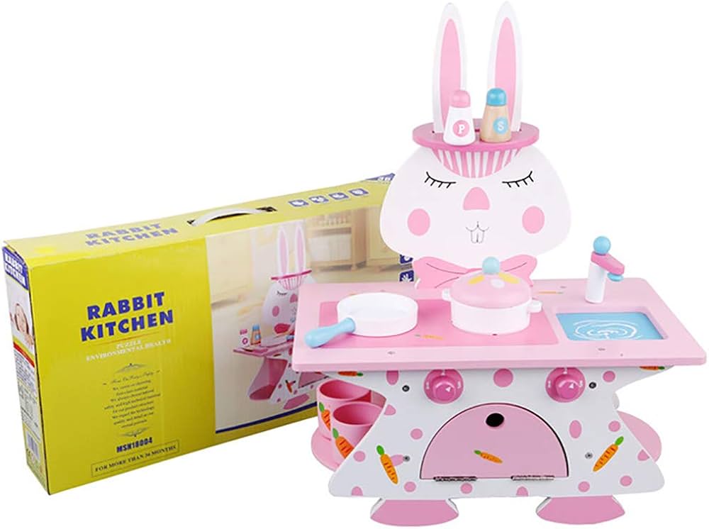 SHABOZ Wooden Kitchen Set Children Cooking Small Kitchen Gas Stove Toy Early Education Puzzle Simulation Kitchen Toy