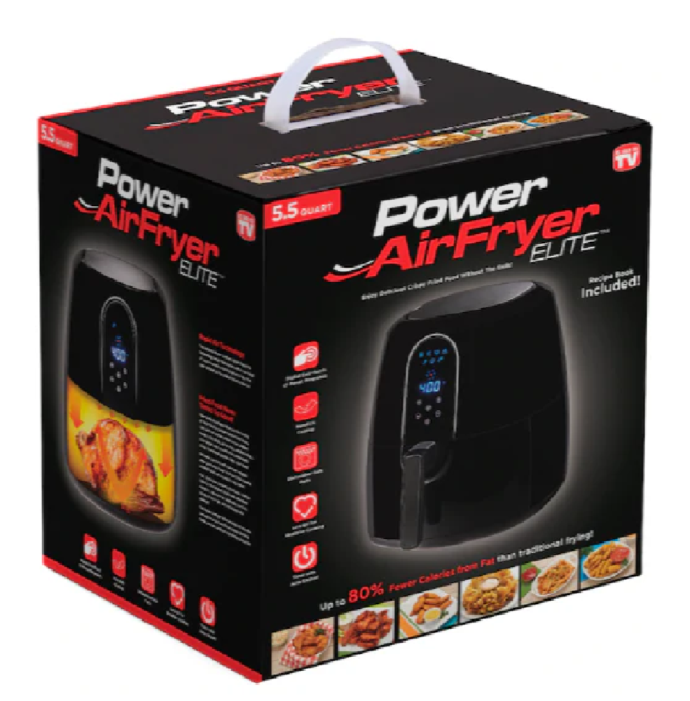Power Elite 5.5-Quart Digital AirFryer with Bonus Hardcover Cookbook(Open Box)