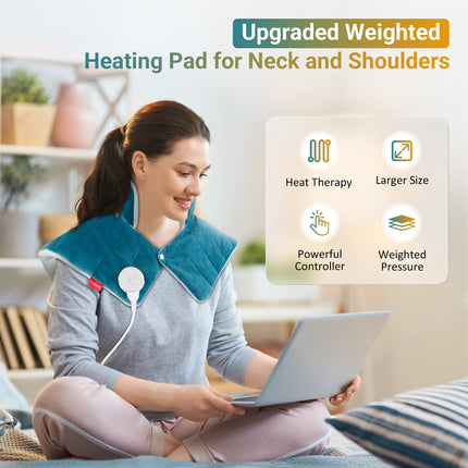 Comfytemp Weighted Heating Pad for Neck and Shoulders, FSA HSA Eligible, 19"x 22", Blue