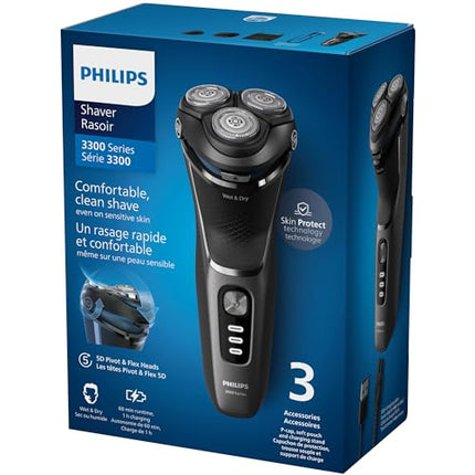 Philips Electric Shaver Series 3300, Wet & Dry with Self-Sharpening PowerCut Blades, S3343/13