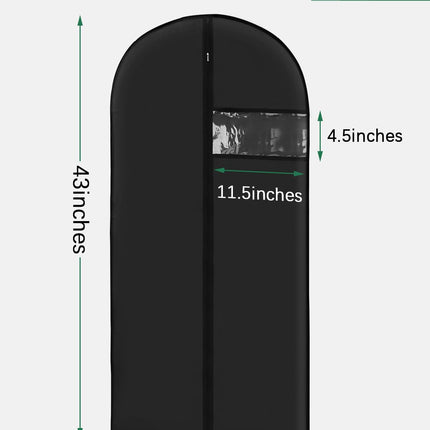 WeLiu 8-Pack, 43 Inch PEVA Garment Bags for Hanging Clothes - Reusable Black Suit Bags with Clear Window for Closet Storage & Travel