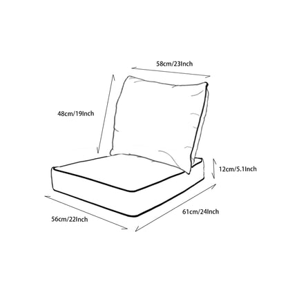 Localive 22x24 inch Outdoor/Indoor Deep Seat Patio Cushions Set of 2 Deep Seat Bottom Resilient Foam Filling with Zipper Water Repellent Abrasion-Resistant UV Resistant Weather Resistant Toffee