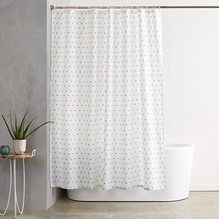 amazon basics Polyester Squares Shower Curtain with Hooks - 72 x 72 inch, Blue(Washable)