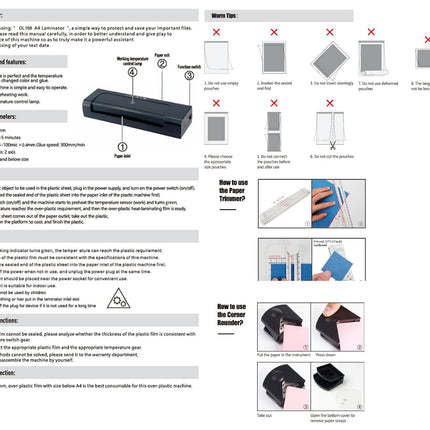Laminator 9-inch Thermal Laminator with Laminating Sheets 10pcs, with Paper Cutter and Corner Rounder,with 2-Min Faster Preheat,Mini Personal Lamination Machine withr for Teacher Home