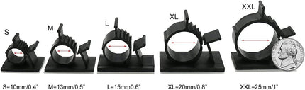 Cable Clips,Self-Adhesive Wire Holder Cable Organizer Cord Management Clamps with Adjustable Backed Black (10 Pack) (XL)
