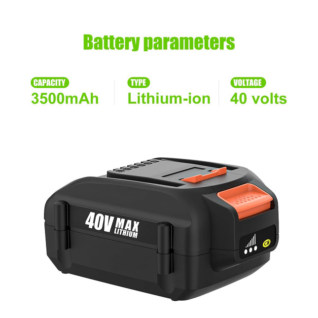 Powilling 2-PACK 40V 3.5Ah WA3580 Lithium Battery for Worx 40V Battery and Charger