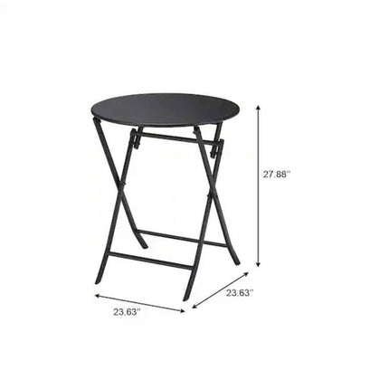 23.6" Black Folding Round Metal Outdoor Bistro Table