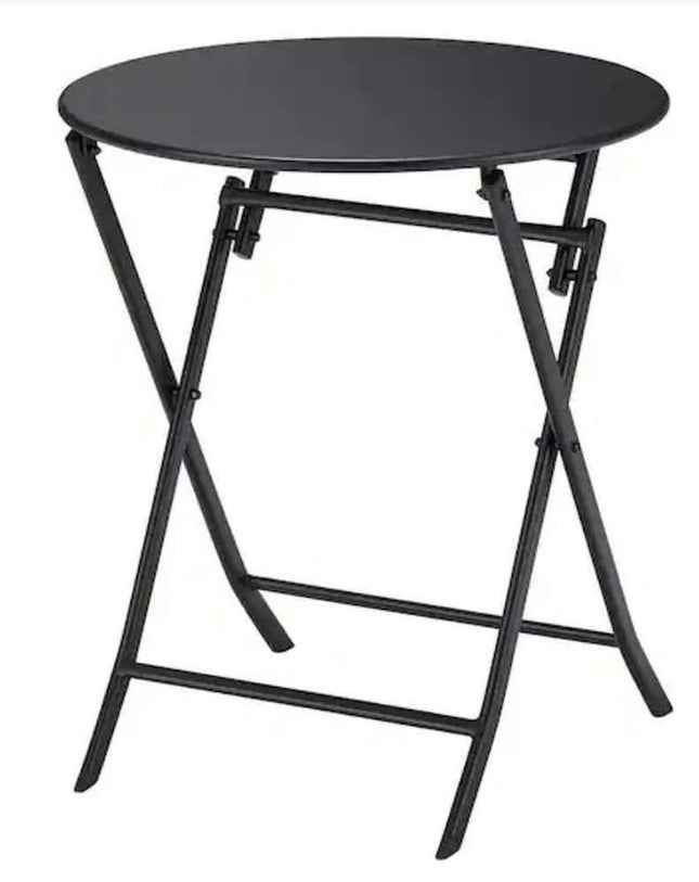 23.6" Black Folding Round Metal Outdoor Bistro Table