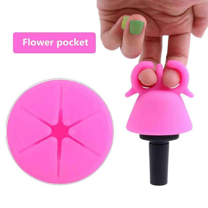 TCBWFY 2 Pack Ring Wearable Anti-Spill Nail Polish Bottle Holder Soft Flexible Silicone, RED & TEAL