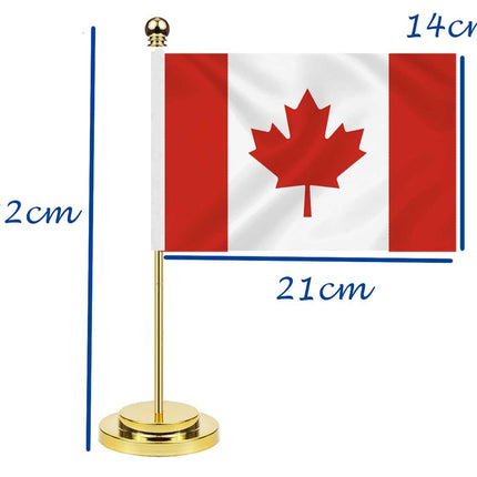 Canada Desk Flag,12 inch Tall Small Canadian Outdoor Banner,Tiny Printing Decor For Office Home Table