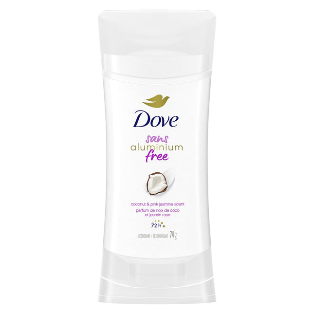 Dove Aluminum Free Déodorant for Soft Underarms, for Soft Underarms, Coconut & Pink Jasmine Scent, 74g