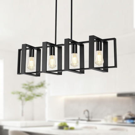 Maichixin 4 Lights Black Linear Kitchen Island Light Fixtures, BLACK