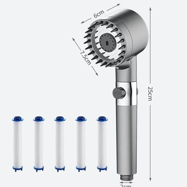 Ion Drops Shower Head, Iondrops Filtered, Turbo Showerhead, Shower Head with Filter - Pressure Boosting Showerhead, Filtered Shower Head with Handheld