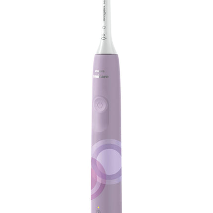 Philips Sonicare 4100 Electric Toothbrush, Sonic Toothbrush with Two Intensity Levels, Pressure Sensor and Timer, Lush Lilac Prismatic, Model HX3689/24