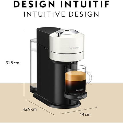 Nespresso Vertuo Next Single Serve Coffee and Espresso Machine NV120W by De'Longhi, White