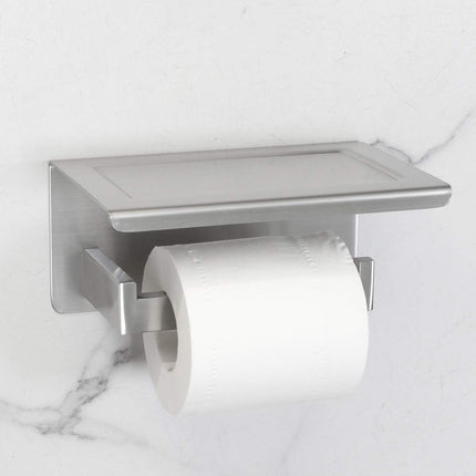 kimzcn Paper Holder with Phone Shelf, Bathroom Accessories SUS 304 Stainless Steel Tissue Roll Dispenser Storage Wall Mounted, Brushed Finish