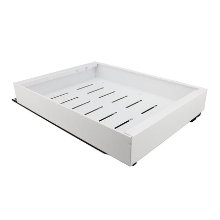 Adjustable Width Cabinet Pull Out Shelf, Carbon Steel Slide Out Drawer Organizer with 3 Sideline Rails for Kitchen, Large Capacity, Easy to Install, Strong and Quiet