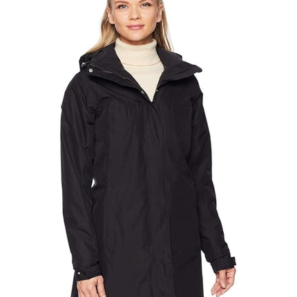 HELLY HANSEN Women's Aden Insulated Waterproof Windproof Breathable Long Length Regular Fit Hood Rain Coat Jacket, Black, SIZE X-LARGE