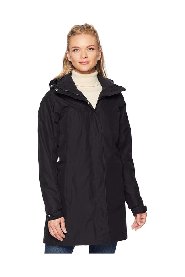 HELLY HANSEN Women's Aden Insulated Waterproof Windproof Breathable Long Length Regular Fit Hood Rain Coat Jacket, Black, SIZE X-LARGE
