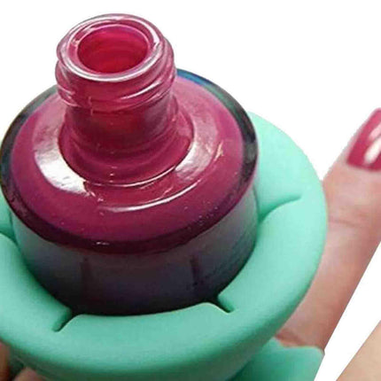 TCBWFY 2 Pack Ring Wearable Anti-Spill Nail Polish Bottle Holder Soft Flexible Silicone, TEAL