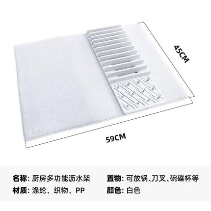 Multifunctional Kitchen Dish Drainer Rack, Absorbent Drain Pad, Heat Insulation, Detachable and Foldable Cloth for Home Use