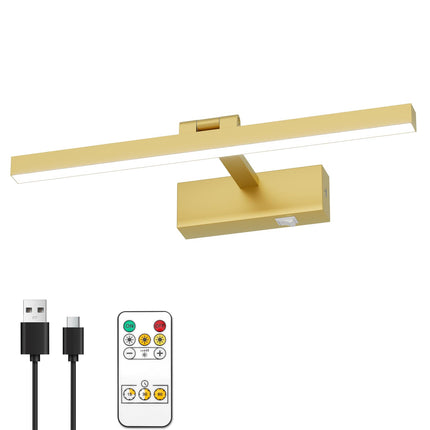 Coinmit Gold Battery Operated Wireless Dimmable 16" Gold Rechargeable Wall Light for Dartboard Artwork Picture Frame