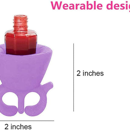 TCBWFY 4 Pack Ring Wearable Anti-Spill Nail Polish Bottle Holder Soft Flexible Silicone