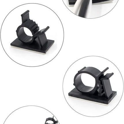 Cable Clips,Self-Adhesive Wire Holder Cable Organizer Cord Management Clamps with Adjustable Backed Black (10 Pack) (XL)
