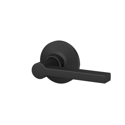 Lock Scout Straight Lever with Round Trim Hall and Closet Door Handle, Matte Black Finish, 4 Pack
