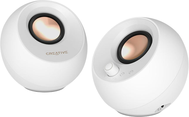 Creative Pebble Pro Minimalist 2.0 USB-C Computer Speakers- White