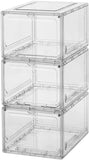 3 Pack Shoe Storage Box Clear Plastic Shoe Boxes Stackable Shoe Organizer for Men and Women (Clear-01) T69