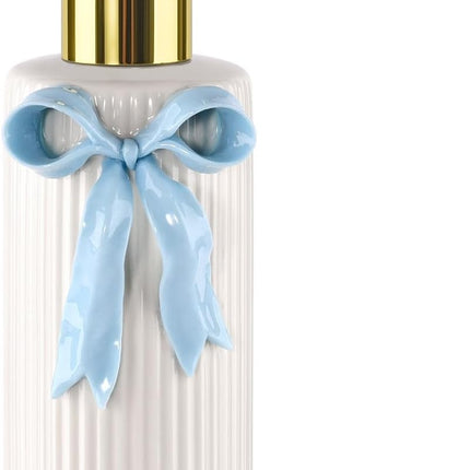 NEWHENGS 340ml/12fl oz Handmade Ceramic Bow Soap/Hand Lotion Liquid Dispenser