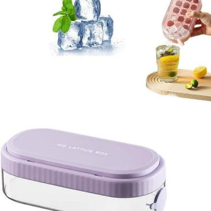 FUNDREAMER 18 Grid Round Silicone Ice Cube Maker with Storage Box & Bin Lid Bar, 1-Count