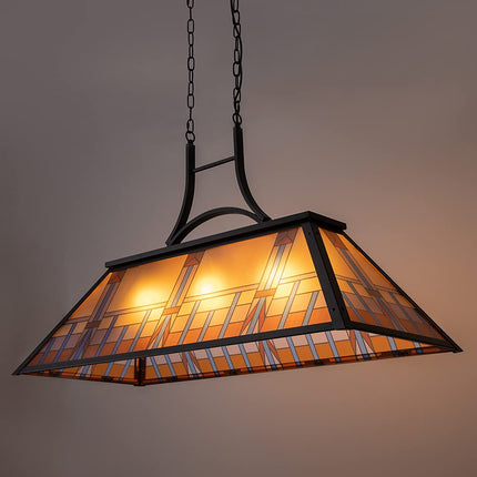 TOCHIC Vintage 3-Light Pool Table Light Pendant with Tiffany-Style Printed Shade for Game Room 7 ft/8 ft/9 Feet Snooker Billiards Light Man Cave Club Kitchen Island Bar Game Dinning Room
