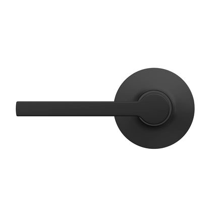 Lock Scout Straight Lever with Round Trim Hall and Closet Door Handle, Matte Black Finish, 4 Pack