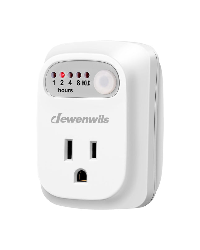 DEWENWILS Indoor Countdown Timer Outlet 2Pack, Timers for Electrical Outlets, 125V/15A/1000W Auto Shut Off, One 3-Prong Grounded, Light Timers, 1/3 HP, HIDT01F
