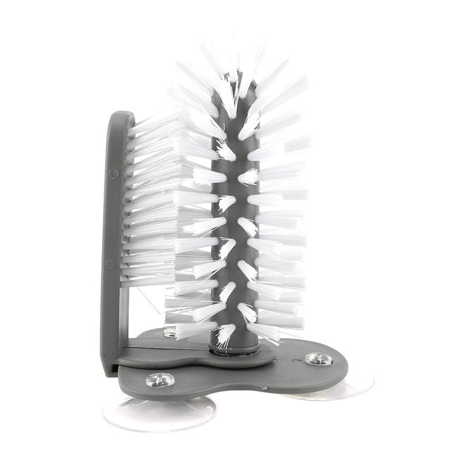 360° Glass Cup Brush Cleaner with 3 Suction, Bar Glass Washer Sink Attachment, Flexible Bristles Double Sided Scrubber Brush for Home, Kitchen, Wall, Table or Sink Bottom