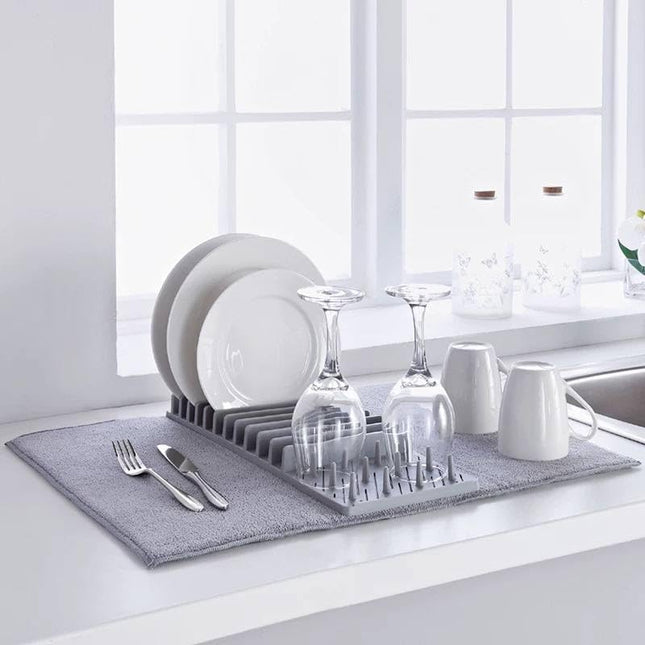 Multifunctional Kitchen Dish Drainer Rack, Absorbent Drain Pad, Heat Insulation, Detachable and Foldable Cloth for Home Use