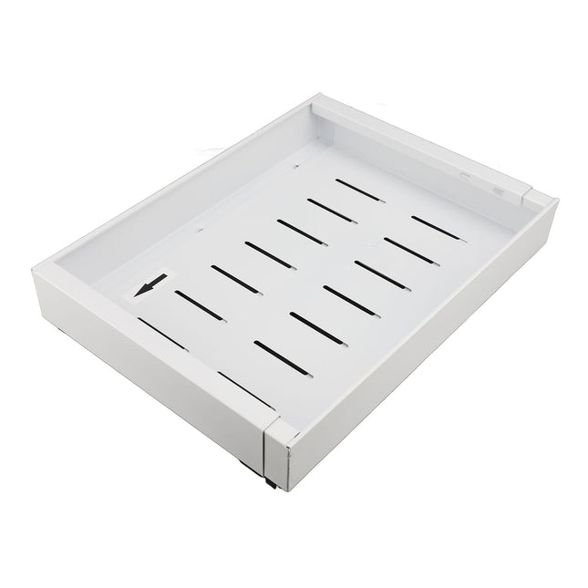 Adjustable Width Cabinet Pull Out Shelf, Carbon Steel Slide Out Drawer Organizer with 3 Sideline Rails for Kitchen, Large Capacity, Easy to Install, Strong and Quiet