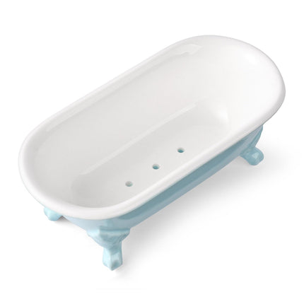 NEWHENGS 6.5" Ceramic Mini Decorative Clawfoot Bathtub Bar Soap Dish, Kitchen Sponge Holder and Shower Tray for Bathroom, PACIFIC BLUE