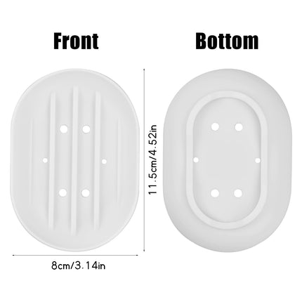 2-Pack Silicone Soap Dish with Drain, Portable Self-Draining Soap Holder, Waterproof Plastic Soap Holder Tray, Durable Rubber Soap Tray for Shower, Bathroom, Kitchen Countertop