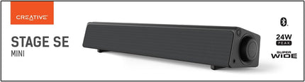 Creative Stage SE mini Compact Under-Monitor Soundbar with Bluetooth 5.3, USB Digital Audio, for PC and Mobile