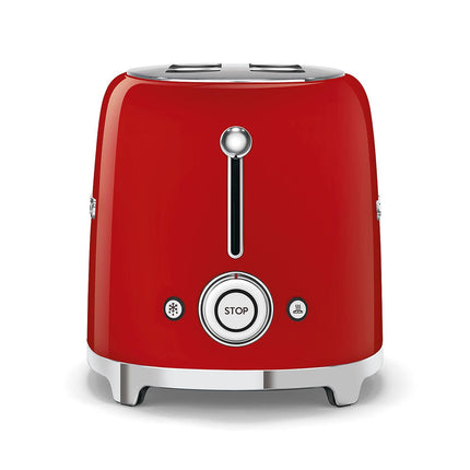 Smeg 50's Retro Style 2-Slice Toaster, 6 Browning Levels, Toast 1 Side, Reheat or Defrost, Removable Stainless Steel Crumb Tray, Red, TSF01RDUS