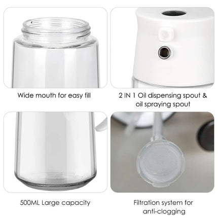 TINMIX 2-in-1 Glass Oil Sprayer and Dispenser for Cooking, 500ml