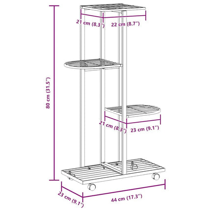 4-Floor Iron Flower Stand with Wheels - Display and Storage Rack in White