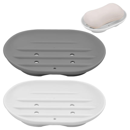 2-Pack Silicone Soap Dish with Drain, Portable Self-Draining Soap Holder, Waterproof Plastic Soap Holder Tray, Durable Rubber Soap Tray for Shower, Bathroom, Kitchen Countertop